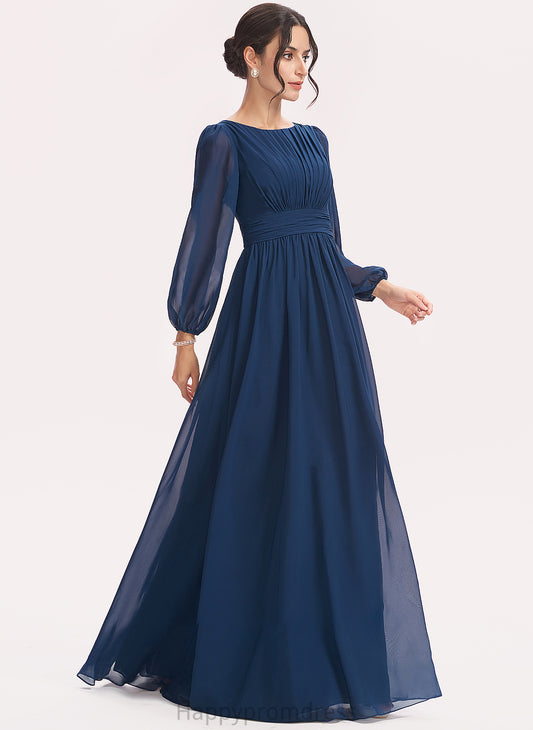 A-Line Ruffle Length Fabric Silhouette Straps Floor-Length Embellishment Kathy Empire Waist High Low Sleeveless Bridesmaid Dresses