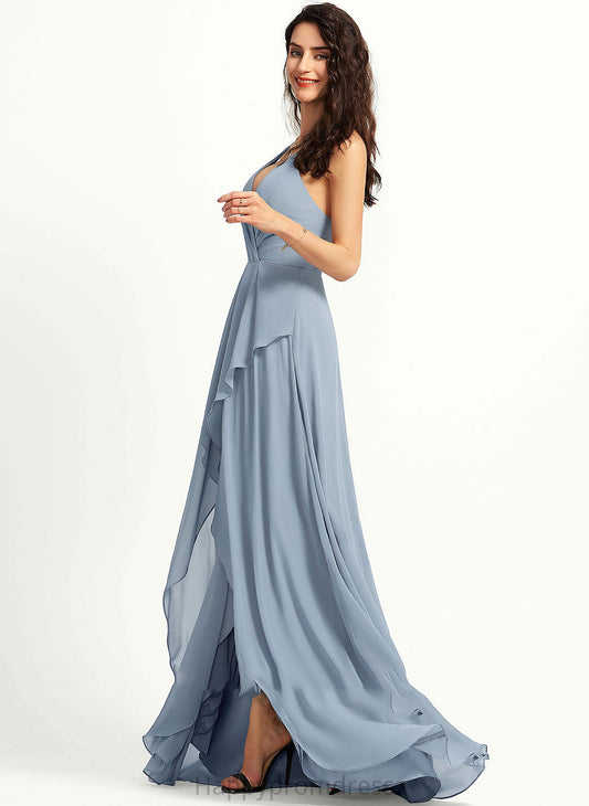A-Line Fabric Silhouette Neckline V-neck Length Straps Asymmetrical Kate Natural Waist Sleeveless Spaghetti Staps Bridesmaid Dresses